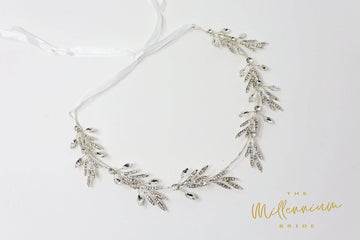 Dainty Rhinestones Crystal Vine Leaves Headband, Bridal Hair Vine, Delicate Headband, Hair accessories.